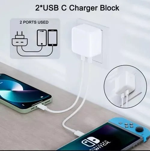 Cargador iPhone Doble Cable Lightning 50w