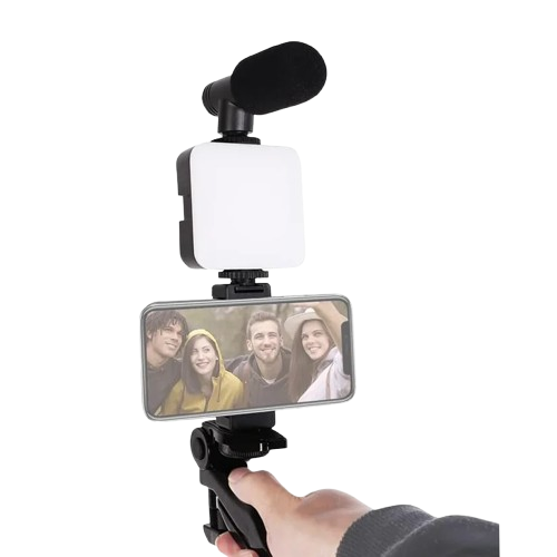 Mini Trípode Luz Relleno Y Micrófono