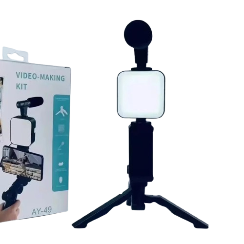 Mini Trípode Luz Relleno Y Micrófono