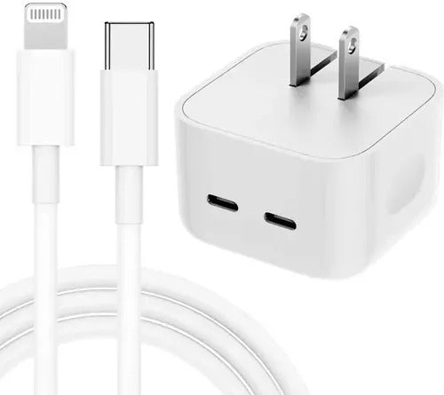 Cargador iPhone Doble Cable Lightning 50w