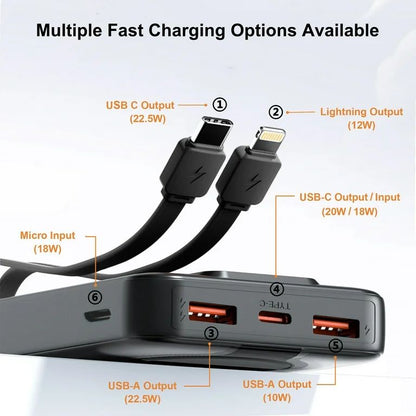 Power Bank Portátil Aioneus con Cables Incorporados